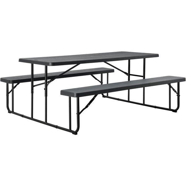 Global Industrial 6' Folding Plastic Picnic Table, Charcoal 695769CH